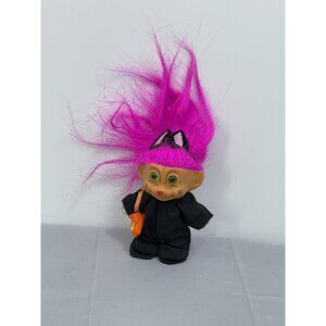 Russ Troll Doll In Black Cat Costume With Purple Hair